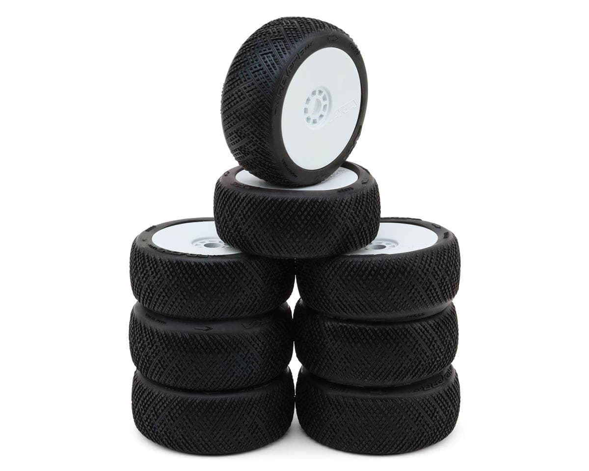 AKA Reverb 1/8 Buggy Pre-Mounted Tires Racer Bundle (White) (8) (Non-Glued) (Soft - Long Wear) w/EVO Wheels
