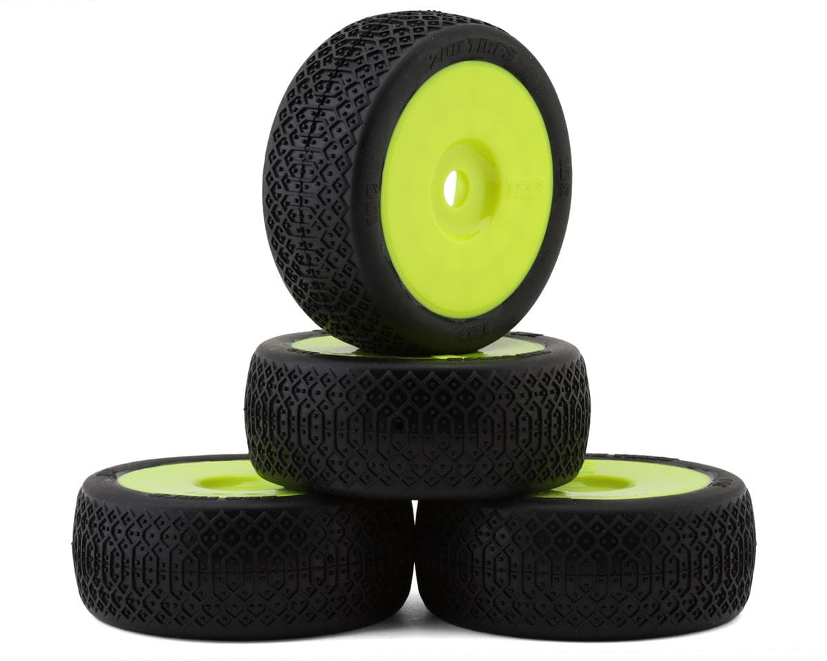 TZO Tires 100 1/8 Buggy Pre-Glued Tires (Yellow) (4) (Ultra Clay)