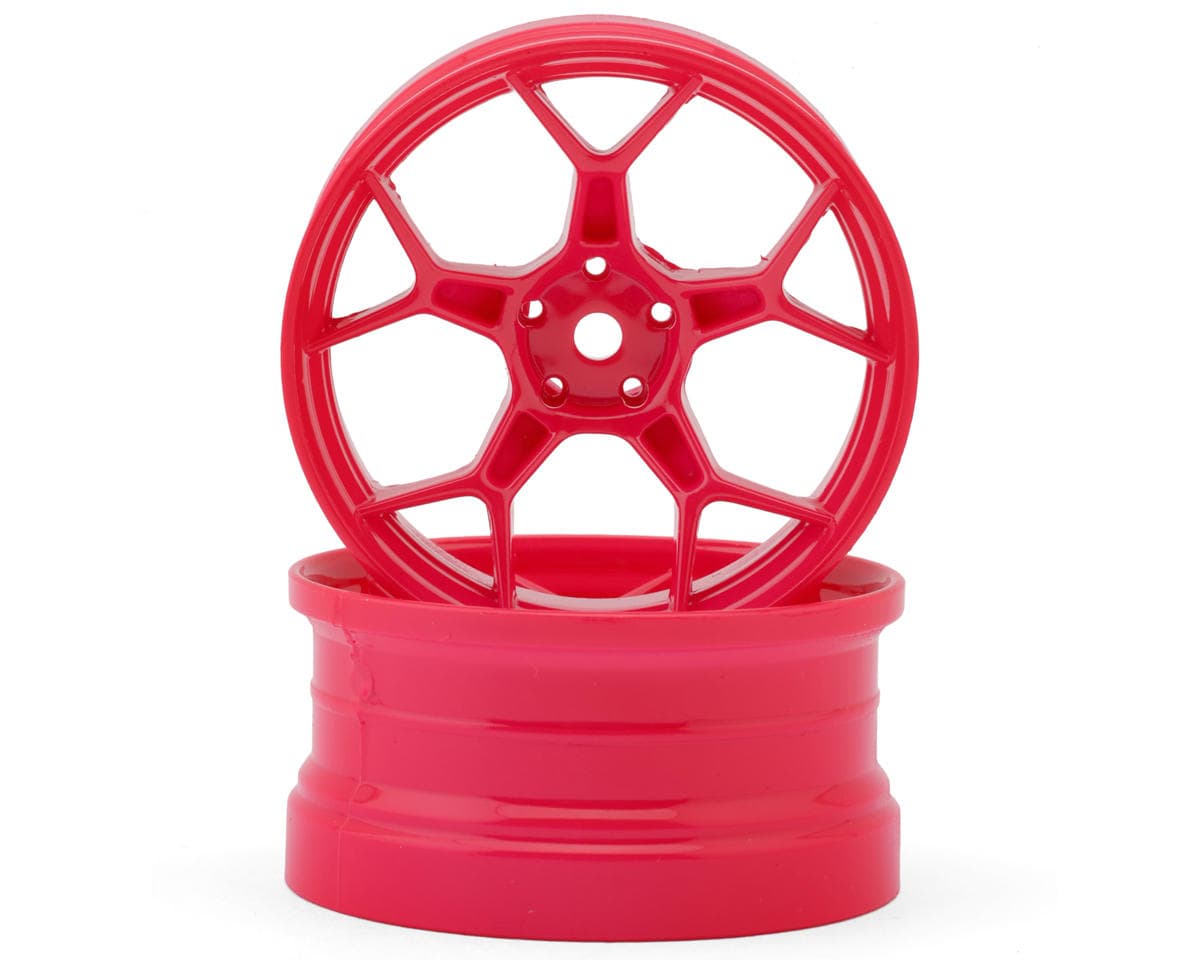 DS Racing Feathery Split Spoke Drift Wheels (Flu Pink) (2) (8mm Offset) w/12mm Hex
