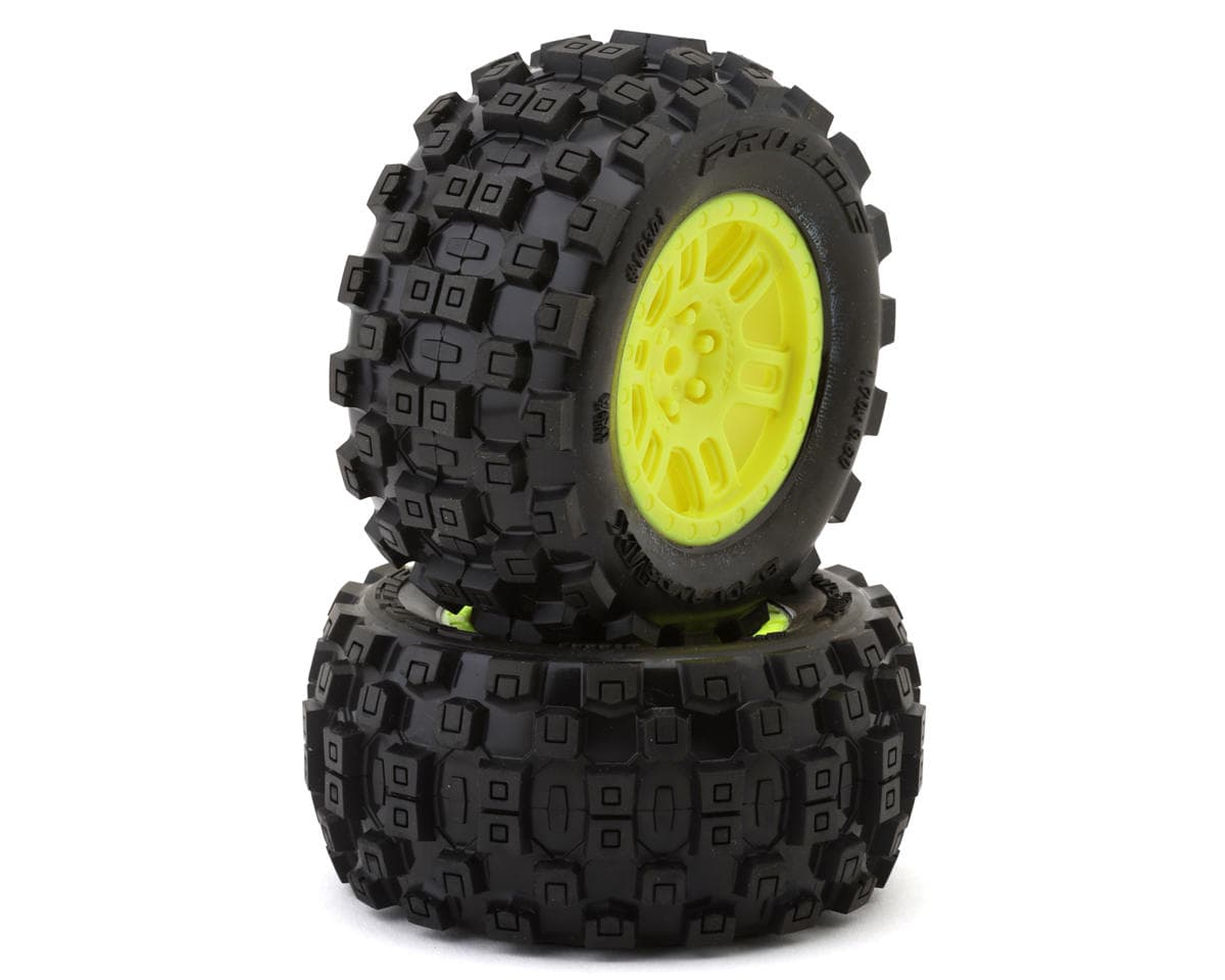 Pro-Line Arrma Mini Kraton Badlands Pre-Mounted Tires w/Split Six Wheels (Yellow) (2) (12mm Hex)
