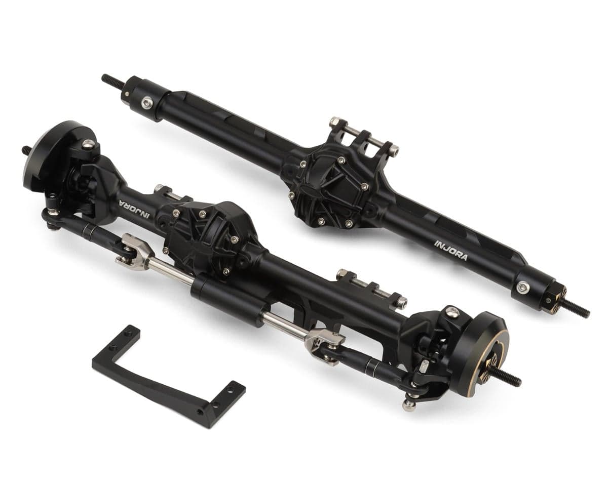 Injora Axial UTB10 Capra C60 Aluminum Straight Axles Set (Black) w/Double Jointed Shafts & Brass Knuckles