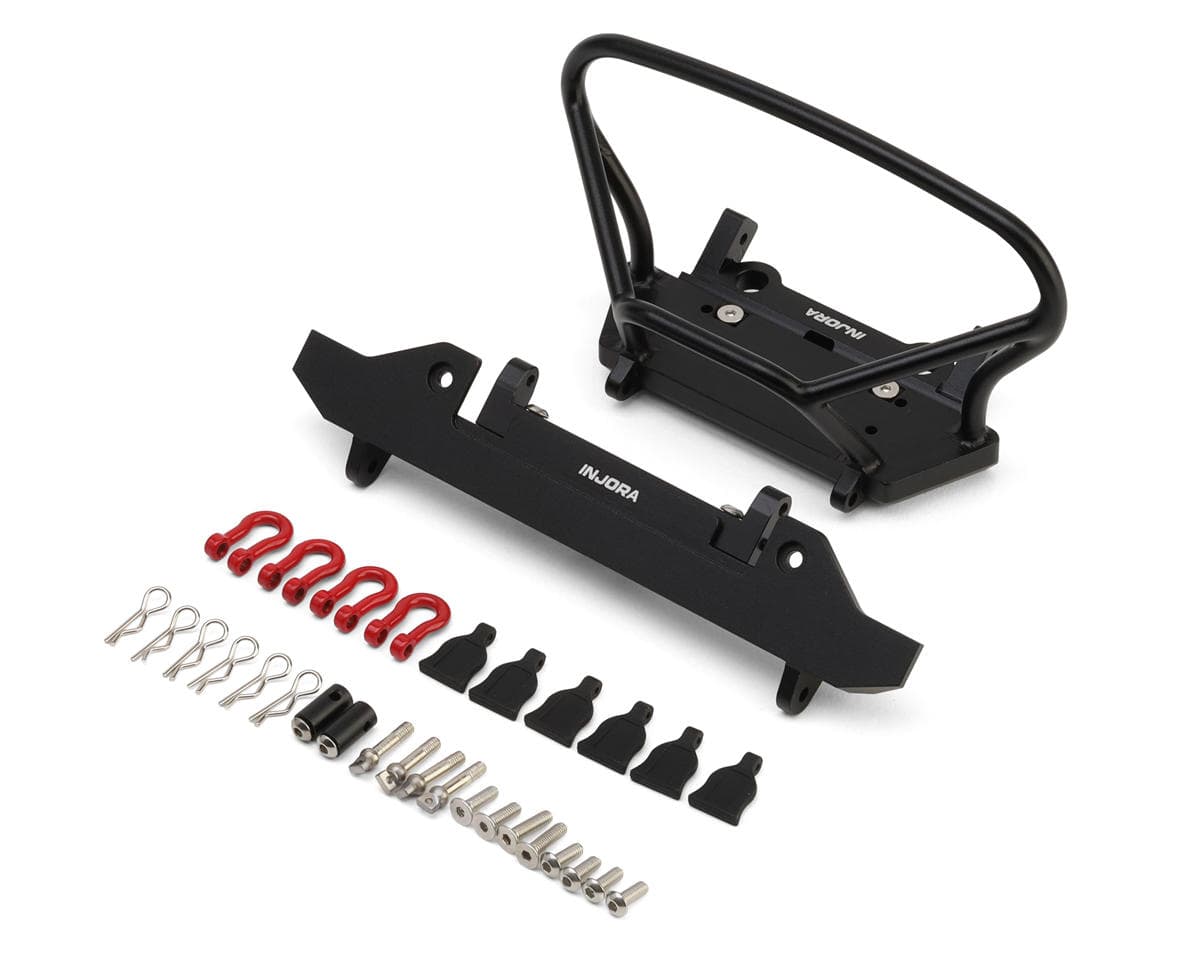 Injora SCX10 III CJ-7 CNC Aluminum Tube Front & Rear Bumpers Set w/Tow Shackles