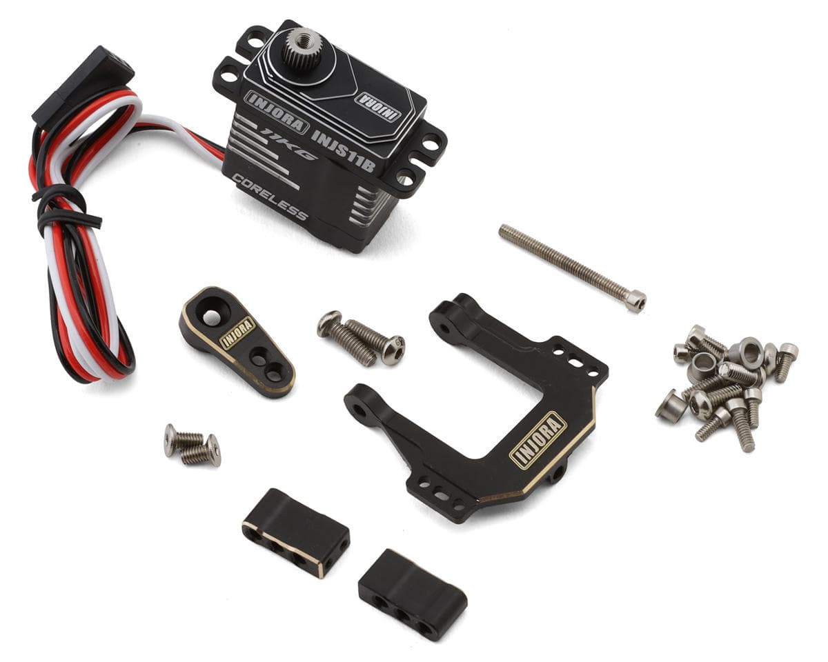 Injora INJS11B 11kg Waterproof Metal Gear Digital Micro Servo (HV) (Ascent-18) w/Brass Servo Mount & Horn