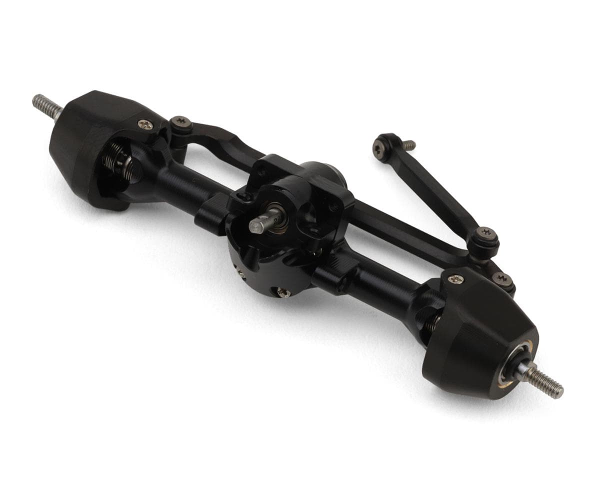Injora Axial SCX30 +4.5mm Aluminum Front Planet Axle (Black) w/Double Joint Driveshafts & Brass Steering Knuckles