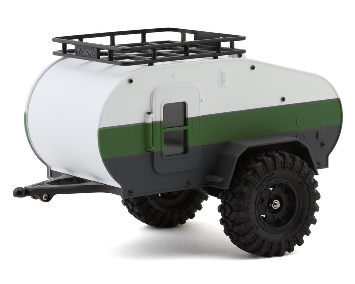 Injora Axial SCX24 1/24 Scale Teardrop Trailer w/Hitch (White/Green)