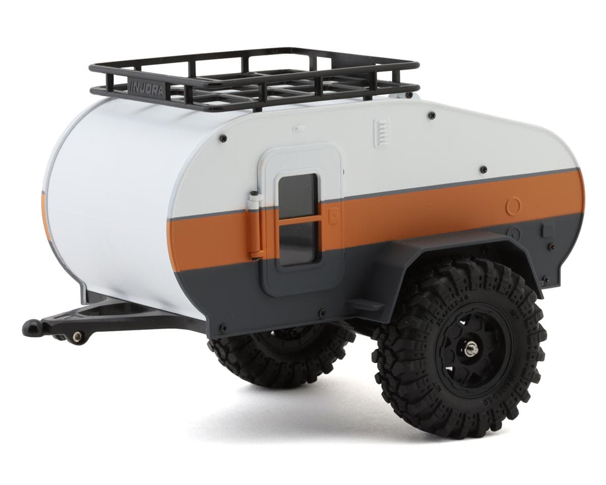 Injora Axial SCX24 1/24 Scale Teardrop Trailer w/Hitch (White/Orange)
