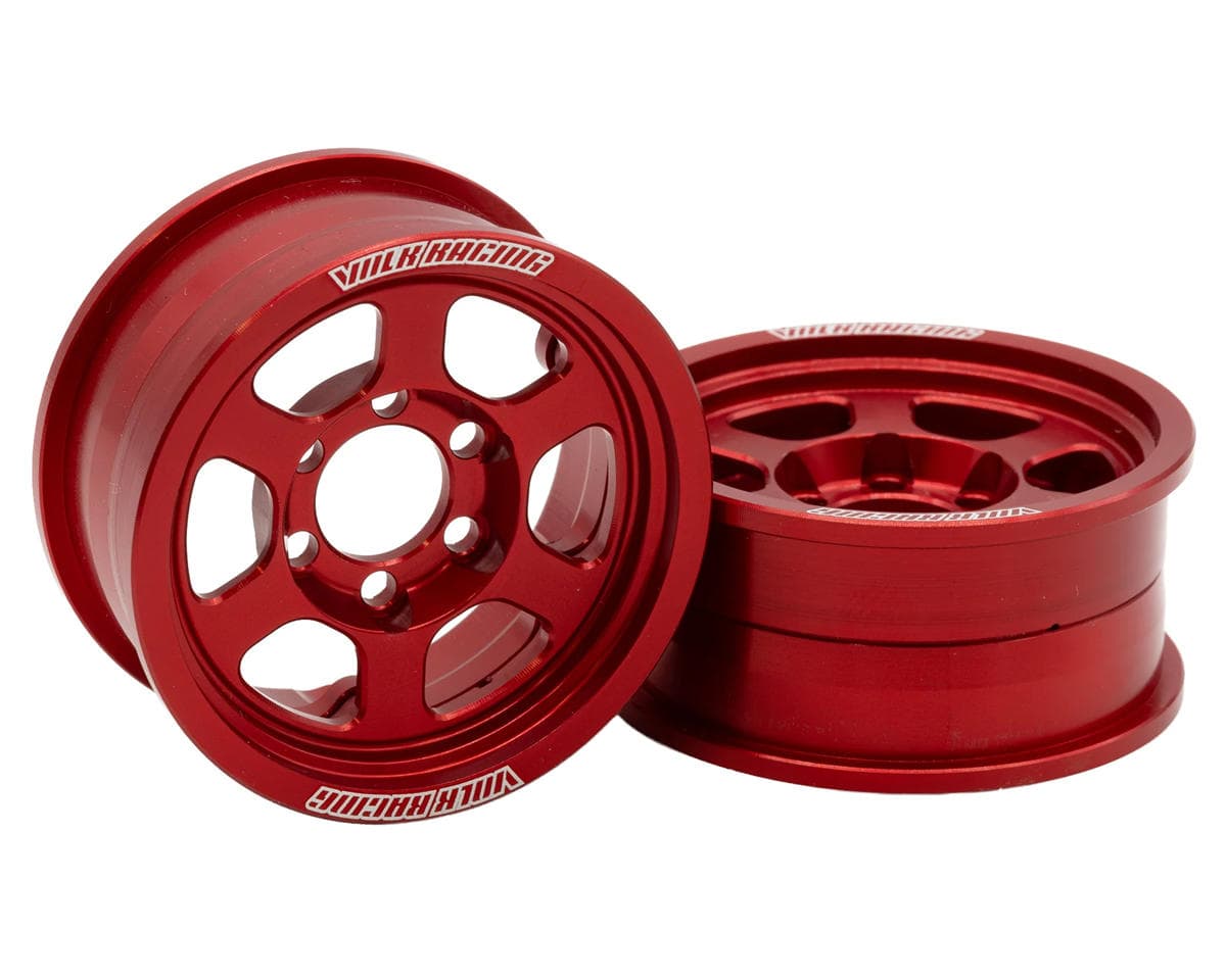 Vanquish Products 1.9" Volk Racing TE37XT CNC Aluminum Crawler Beadlock Wheels (Red) (2) (M-SPEC)
