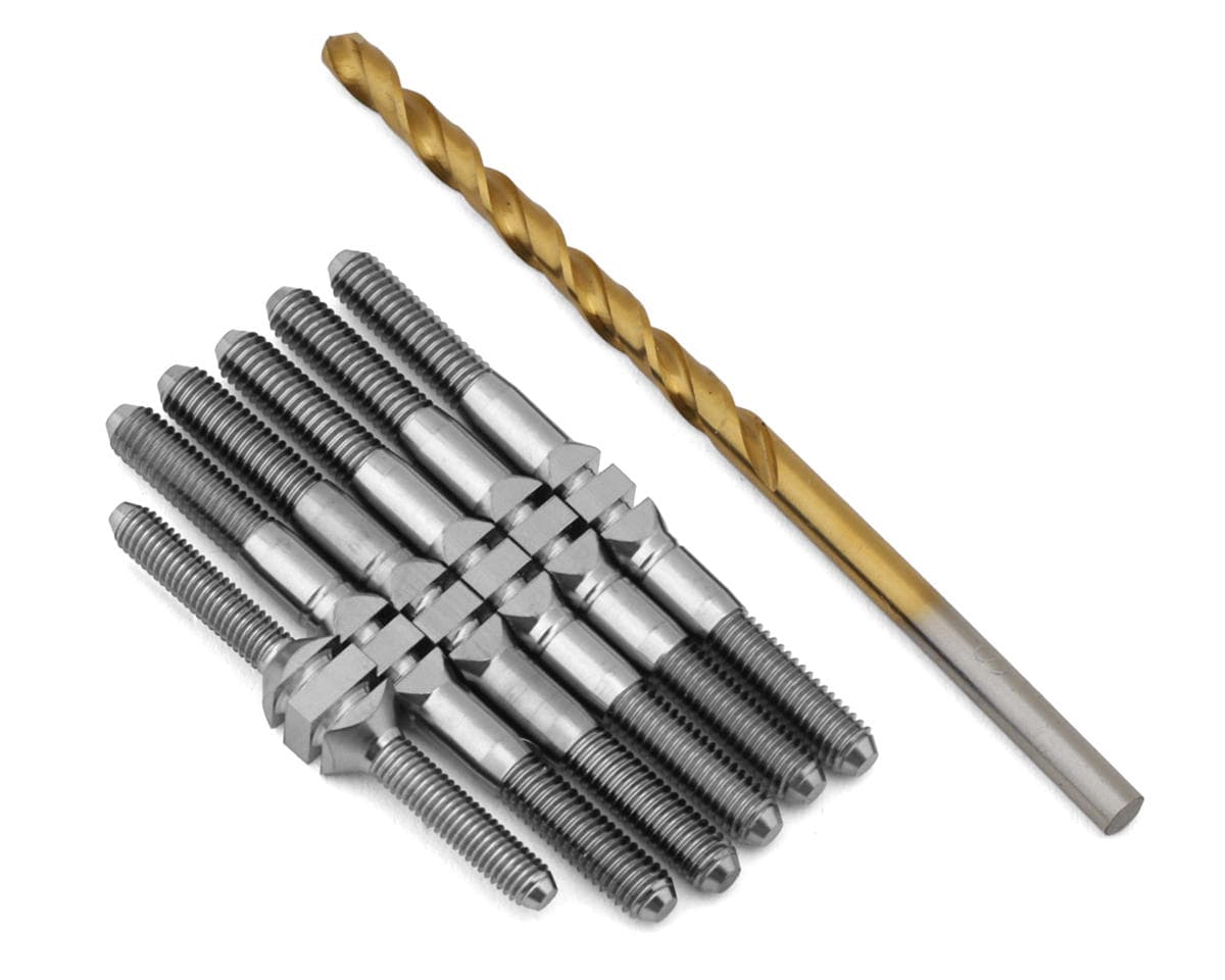 J&T Bearing Co. TLR 22S Dirt Oval Late Model Titanium "Milled'' XD Turnbuckles (Silver)