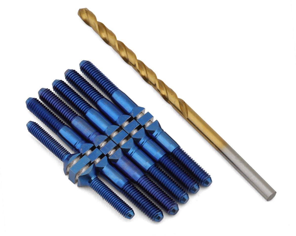 J&T Bearing Co. TLR 22S Dirt Oval Late Model Titanium "Milled'' XD Turnbuckles (Blue)