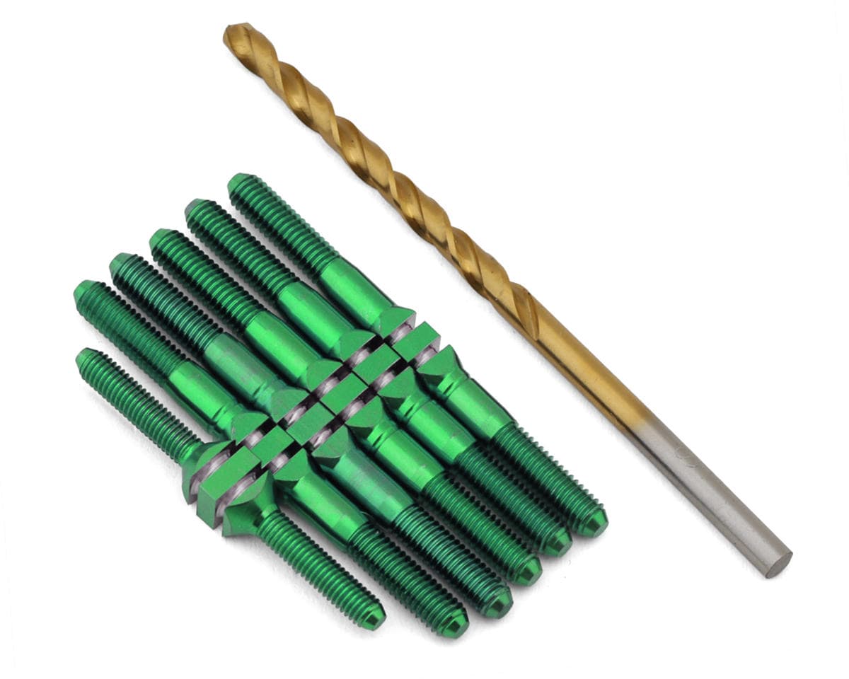 J&T Bearing Co. TLR 22S Dirt Oval Late Model Titanium "Milled'' XD Turnbuckles (Green)