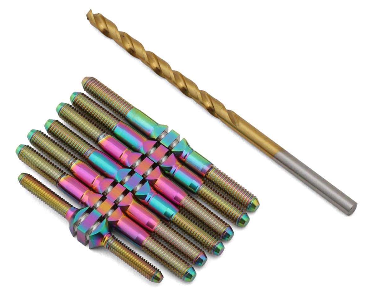 J&T Bearing Co. TLR 22S Dirt Oval Late Model Titanium "Milled'' XD Turnbuckles (Oil Slick)
