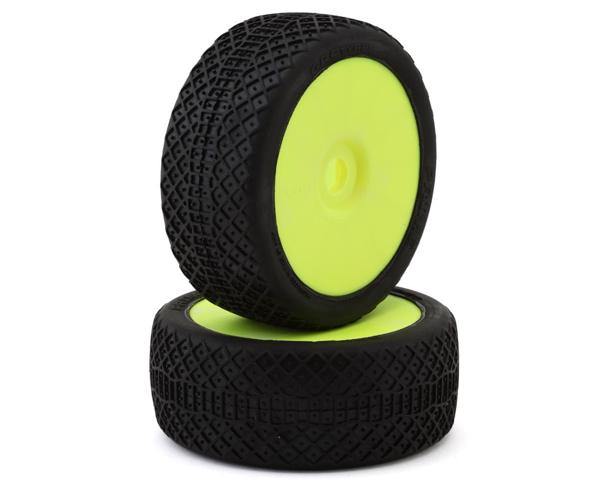 GRP Tires Prime Pre-Mounted 1/8 Buggy Tires (Yellow) (2) (N25 - Super Soft)