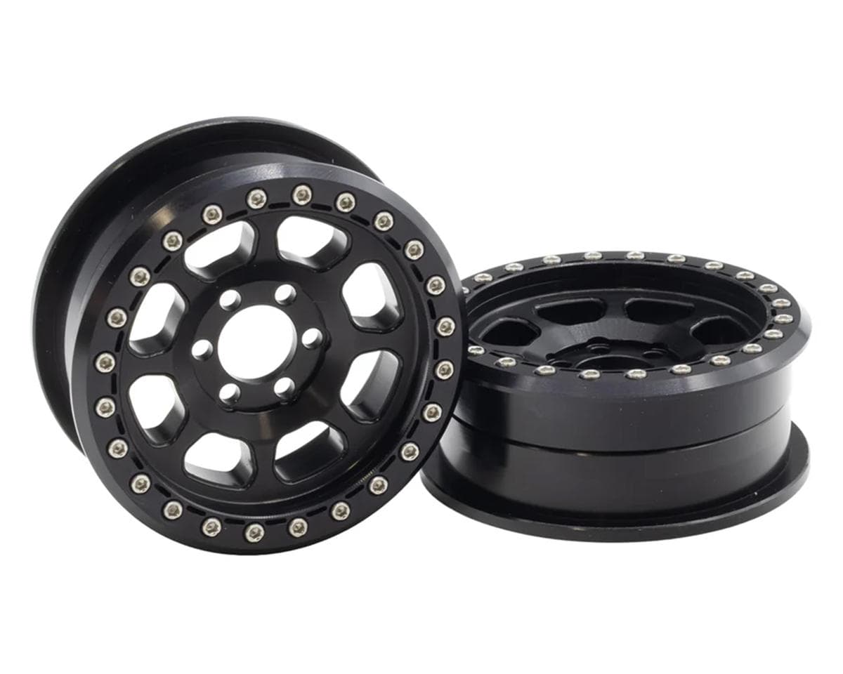 Vanquish Products 2.2" Battle Born Delta CNC Aluminum Crawler Beadlock Wheels (Black) (2)