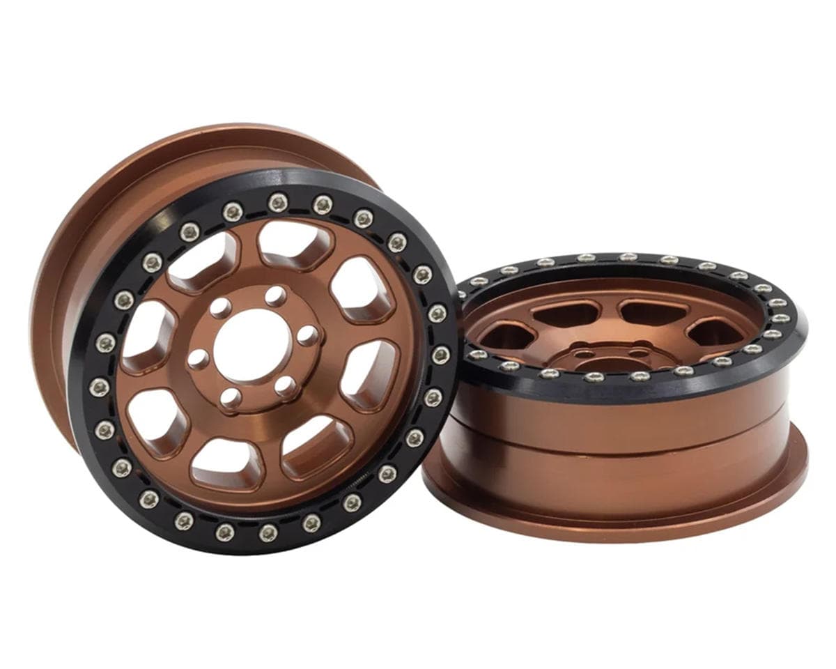 Vanquish Products 2.2" Battle Born Delta CNC Aluminum Crawler Beadlock Wheels (Bronze) (2)