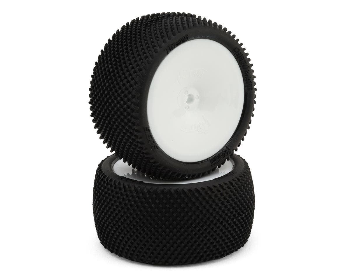 Pro-Motion Checkmate LP 2.2" Pre-Mounted Rear Buggy Carpet Tires (White) (2) (C3 Green/Medium)