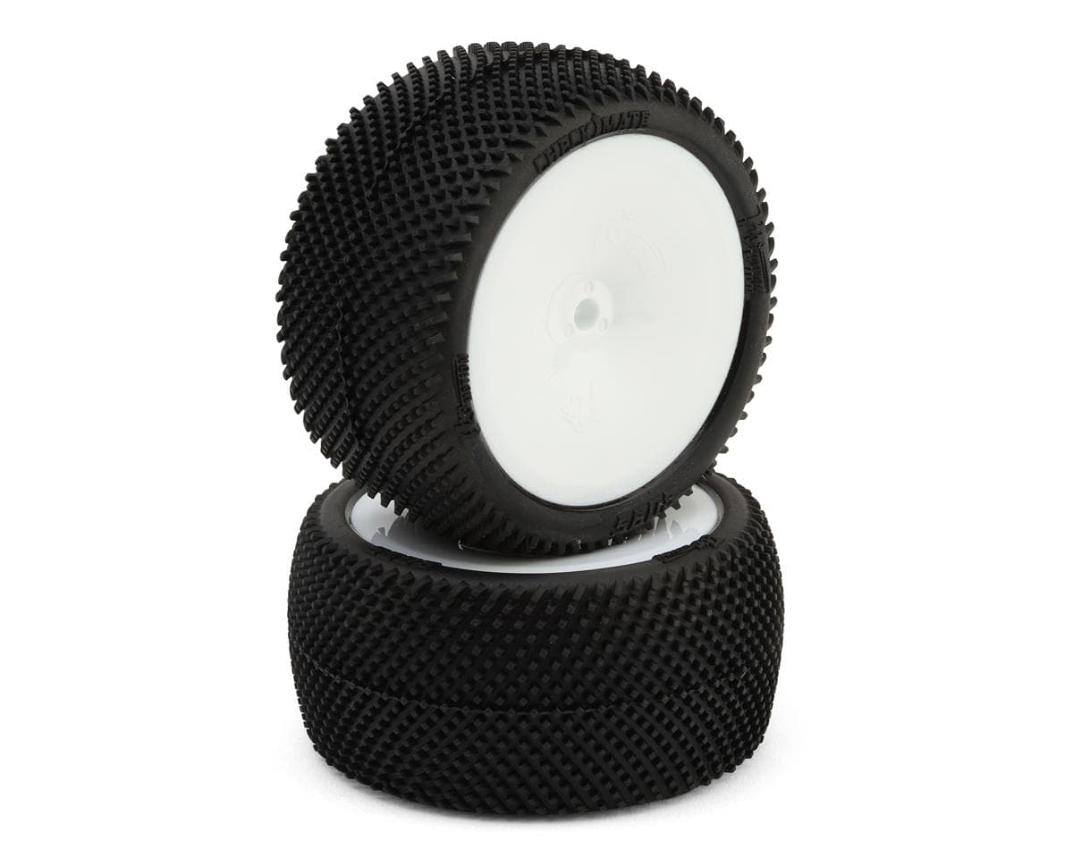 Pro-Motion Checkmate LP 2.2" Pre-Mounted Rear Buggy Carpet Tires (White) (2) (C4 Red/Soft)
