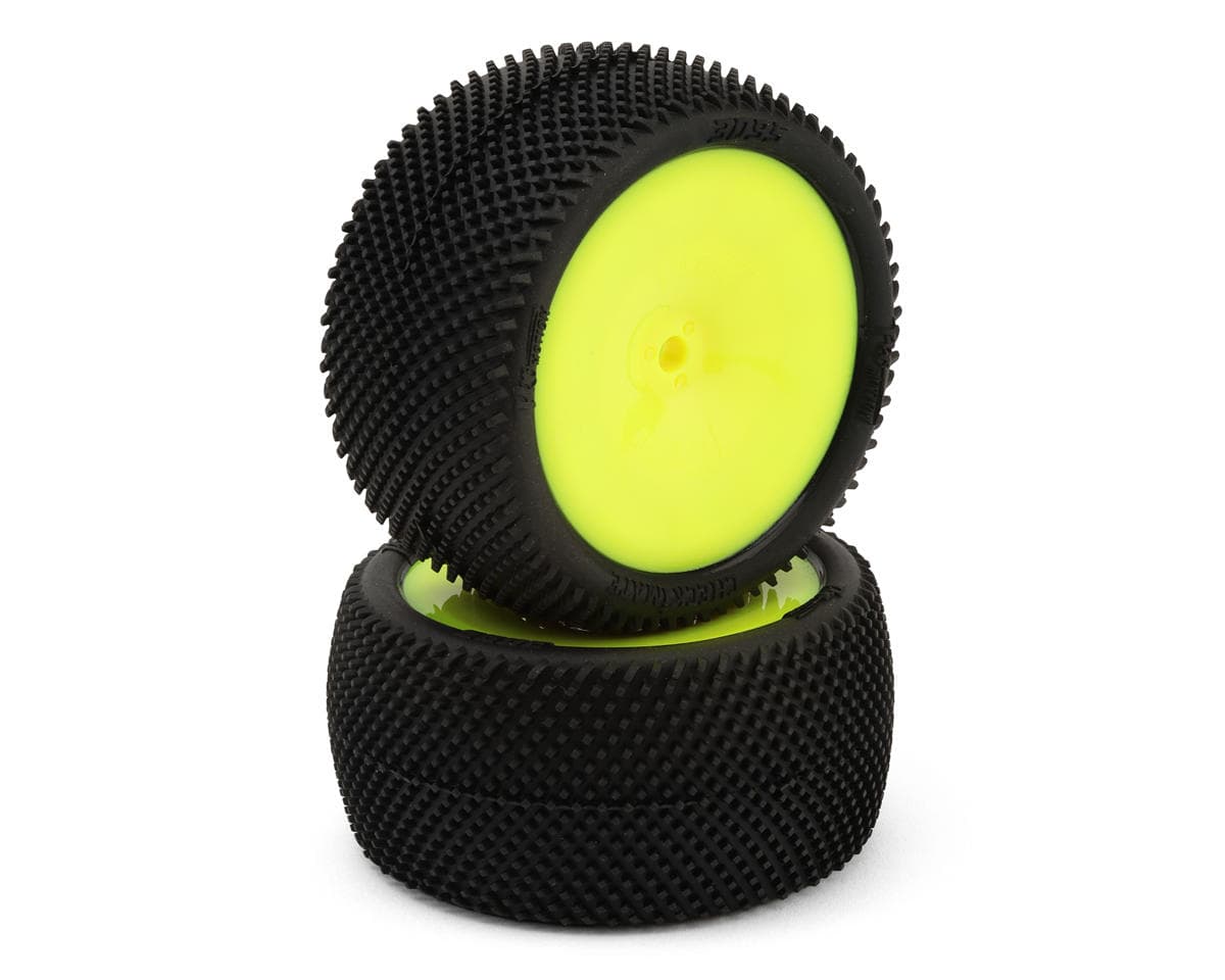 Pro-Motion Checkmate LP 2.2" Pre-Mounted Rear Buggy Carpet Tires (Yellow) (2) (C5 - Super Soft)