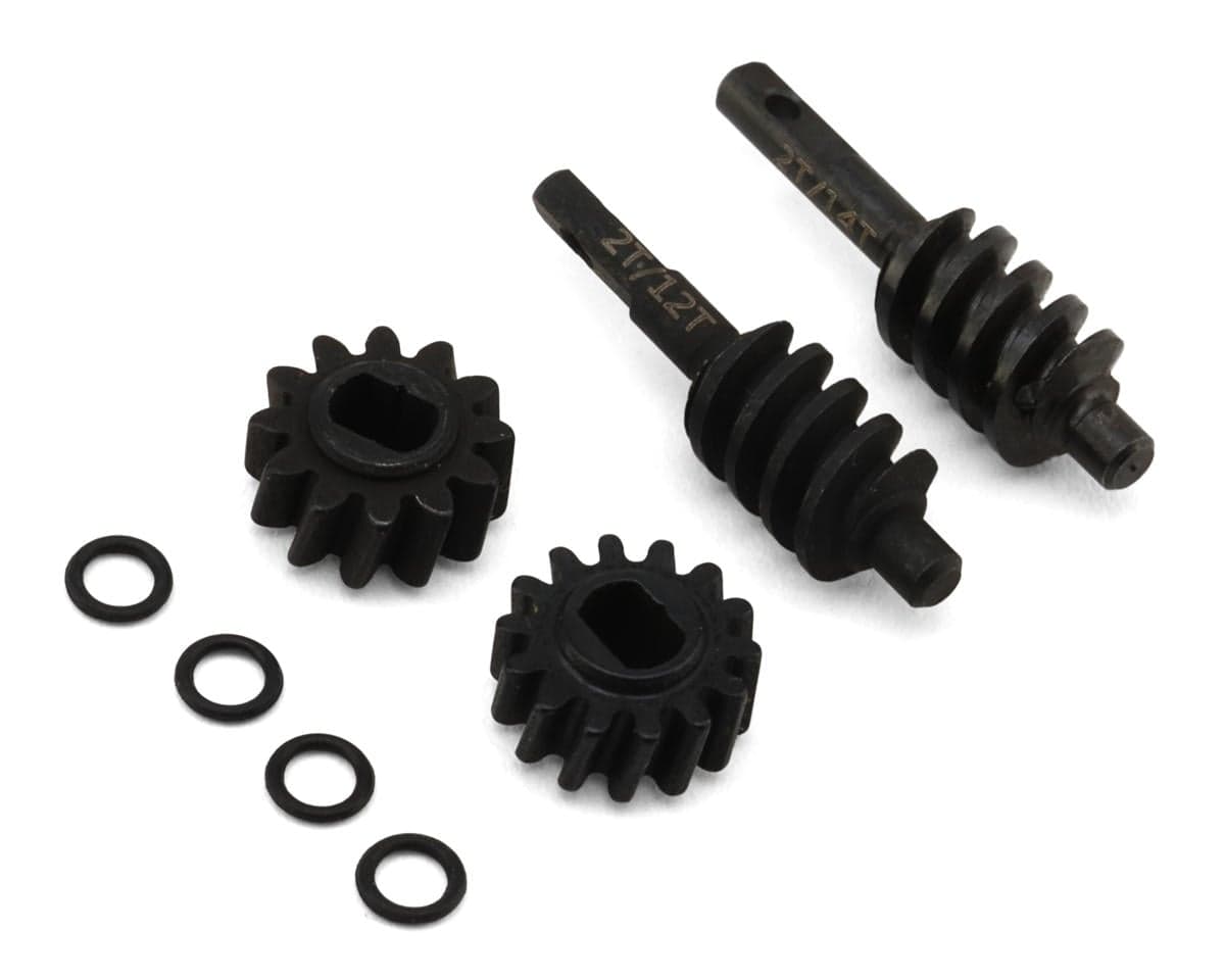 Treal Hobby Axial SCX30 Harden Steel Differential Ring/Pinion Worm Gears Set (33% Overdrive 2T/12T) (14% Overdrive 2T/14T)