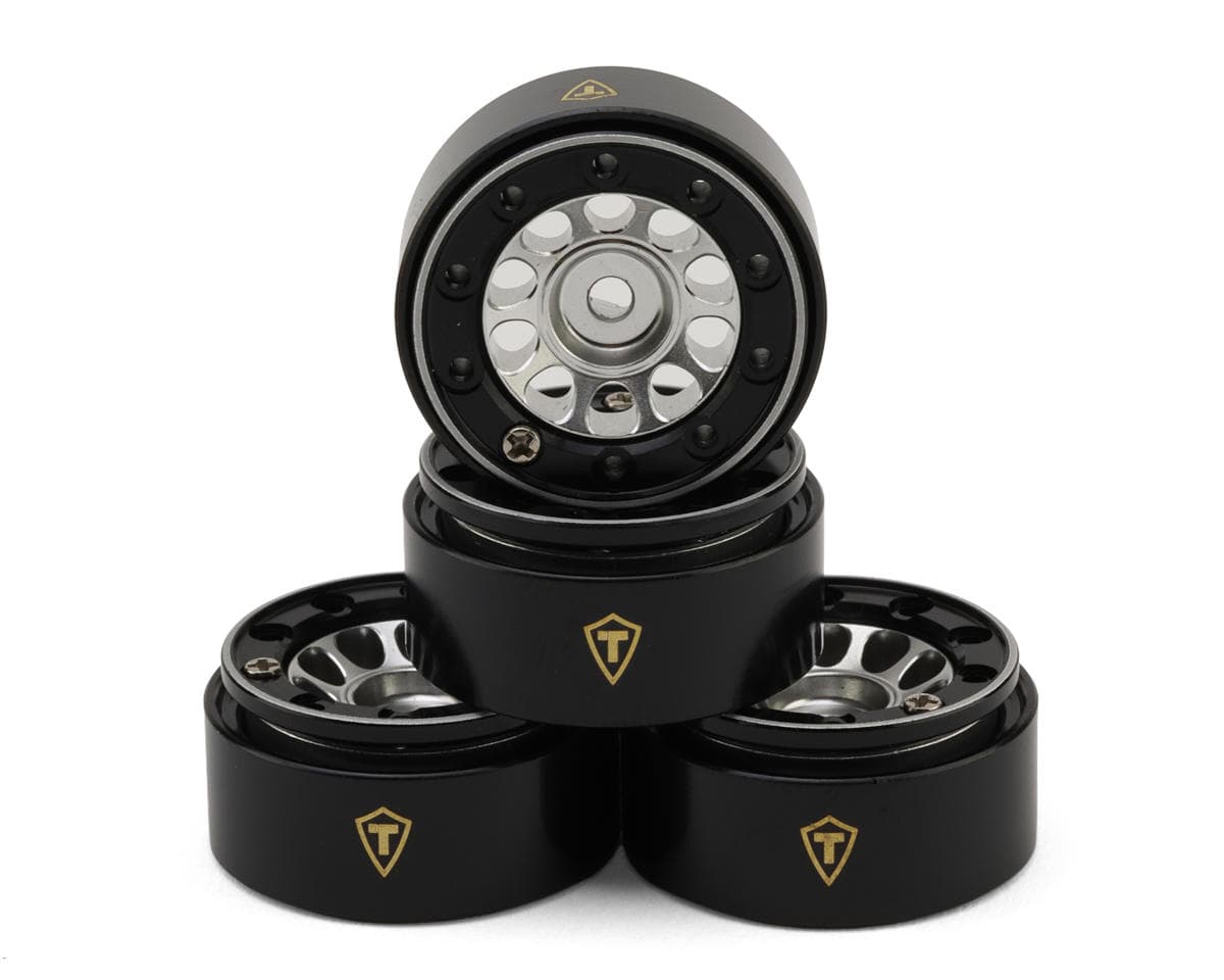 Treal Hobby Type E 0.7" Aluminum Micro Crawler Beadlock Wheels (Silver) (4) (9.5g ea) w/Brass Rings