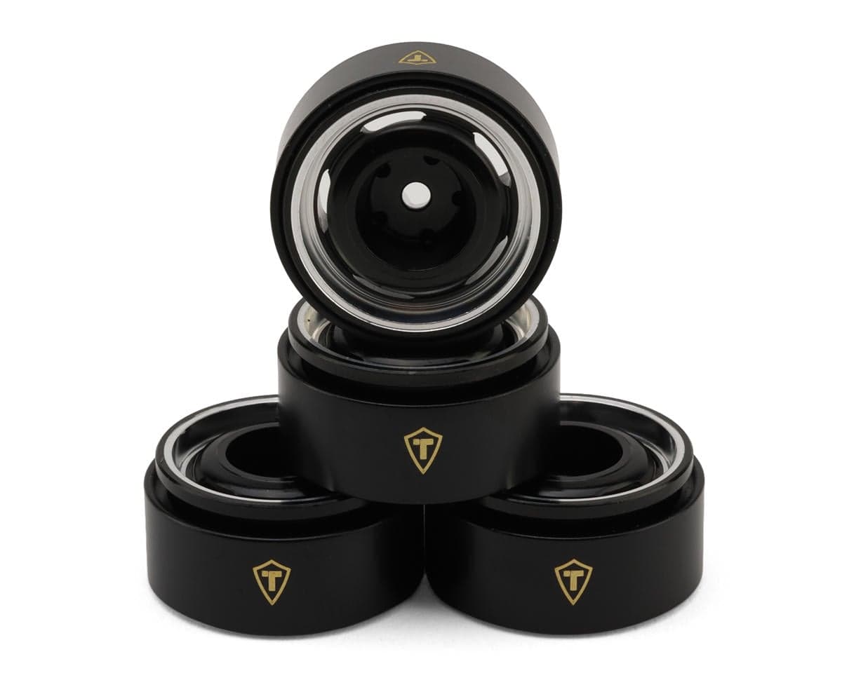 Treal Hobby Type-I 0.7" Aluminum Micro Crawler Beadlock Wheels (Black) (4) (9.5g ea) w/Brass Rings