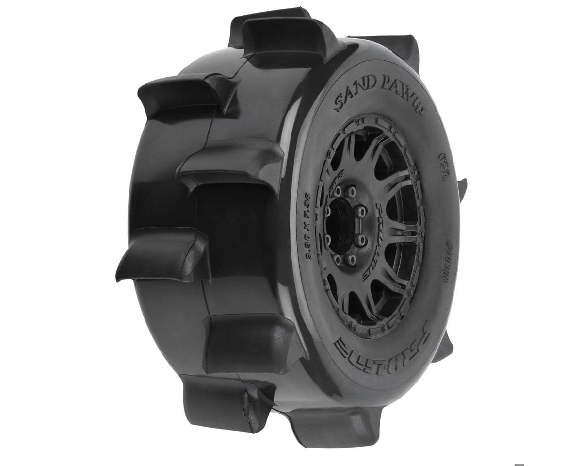 SCRATCH & DENT: Pro-Line Sand Paw HP Belted 3.8" Pre-Mounted Truck Tires (2) (Black) (M2) w/Raid Wheels & 17mm Hex
