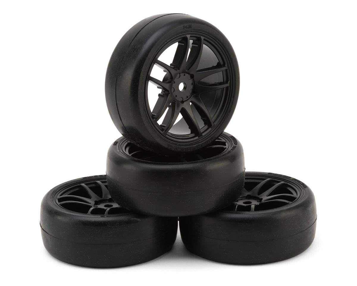 Sweep D-SPEC 1/10 Pre-Mounted Touring Car Rubber Asphalt Tires (Black) (4) (36D) w/12mm Hex Wheel