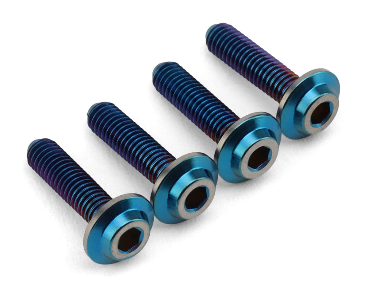 JConcepts 3mm "Top Hat" Large Flange Titanium Screws (Blue) (4) (14mm)