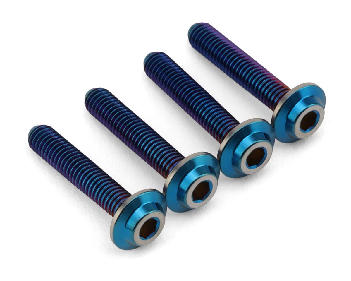 JConcepts 3mm "Top Hat" Large Flange Titanium Screws (Blue) (4) (22mm)