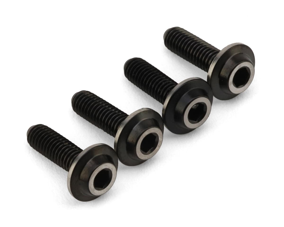 JConcepts 3mm "Top Hat" Large Flange Titanium Screws (Black) (4) (10mm)
