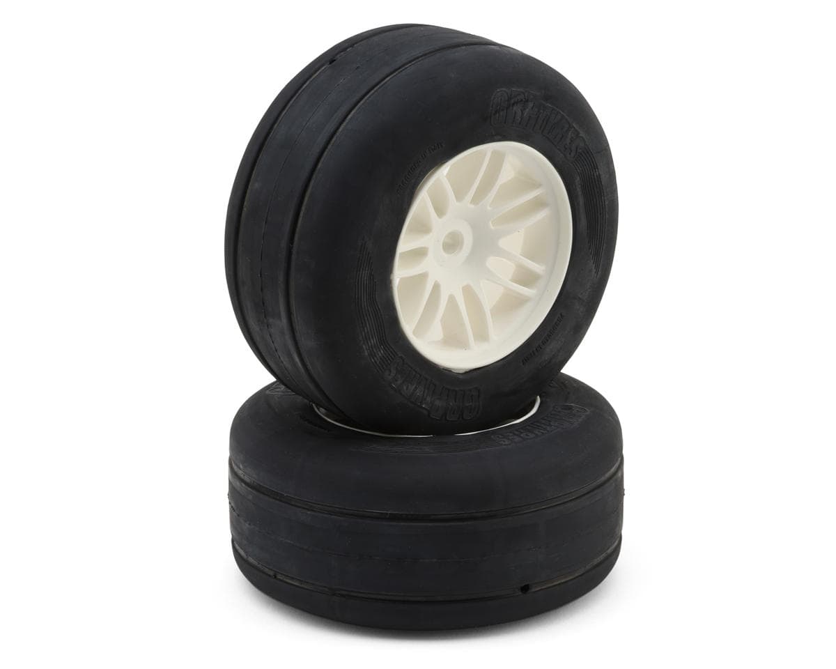 GRP Tires W66 REVO 1/5 F1 Front Pre-Mounted Rubber Tires (XM1/Soft) (White) (2)