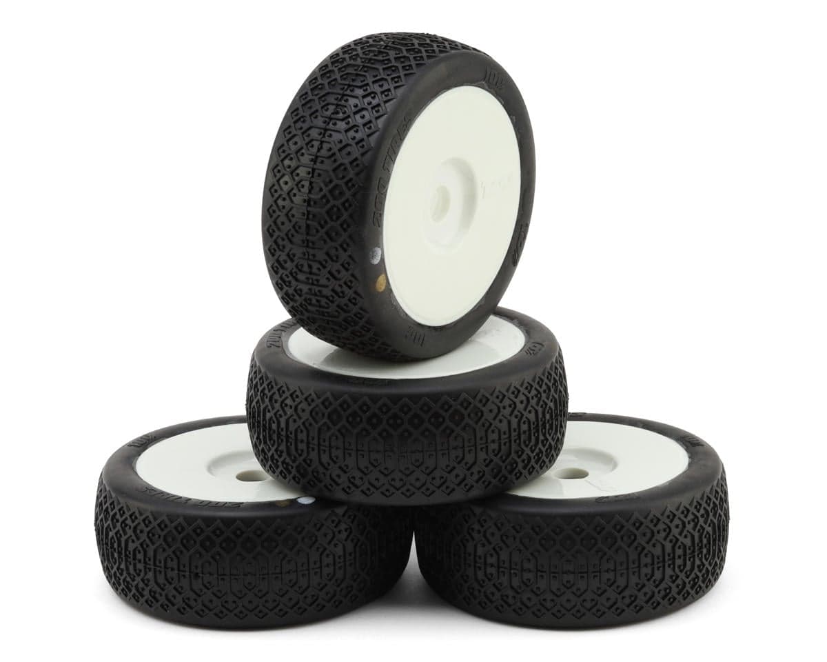 TZO Tires 100 1/8 Buggy Pre-Glued Tire Set (White) (4) (Supreme Clay)