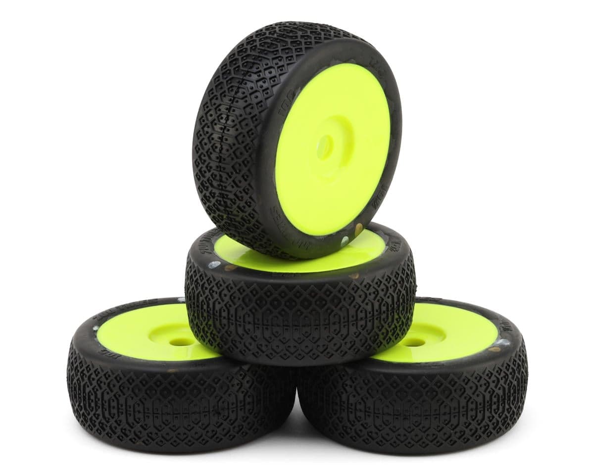 TZO Tires 100 1/8 Buggy Pre-Glued Tire Set (Yellow) (4) (Supreme Clay)