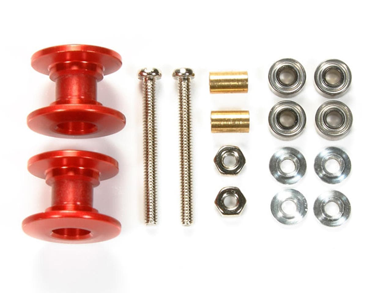 Tamiya JR Mini 4WD Lightweight Double Aluminum Rollers Set (13-12mm) (Red) (Re-Issue Limited Edition)