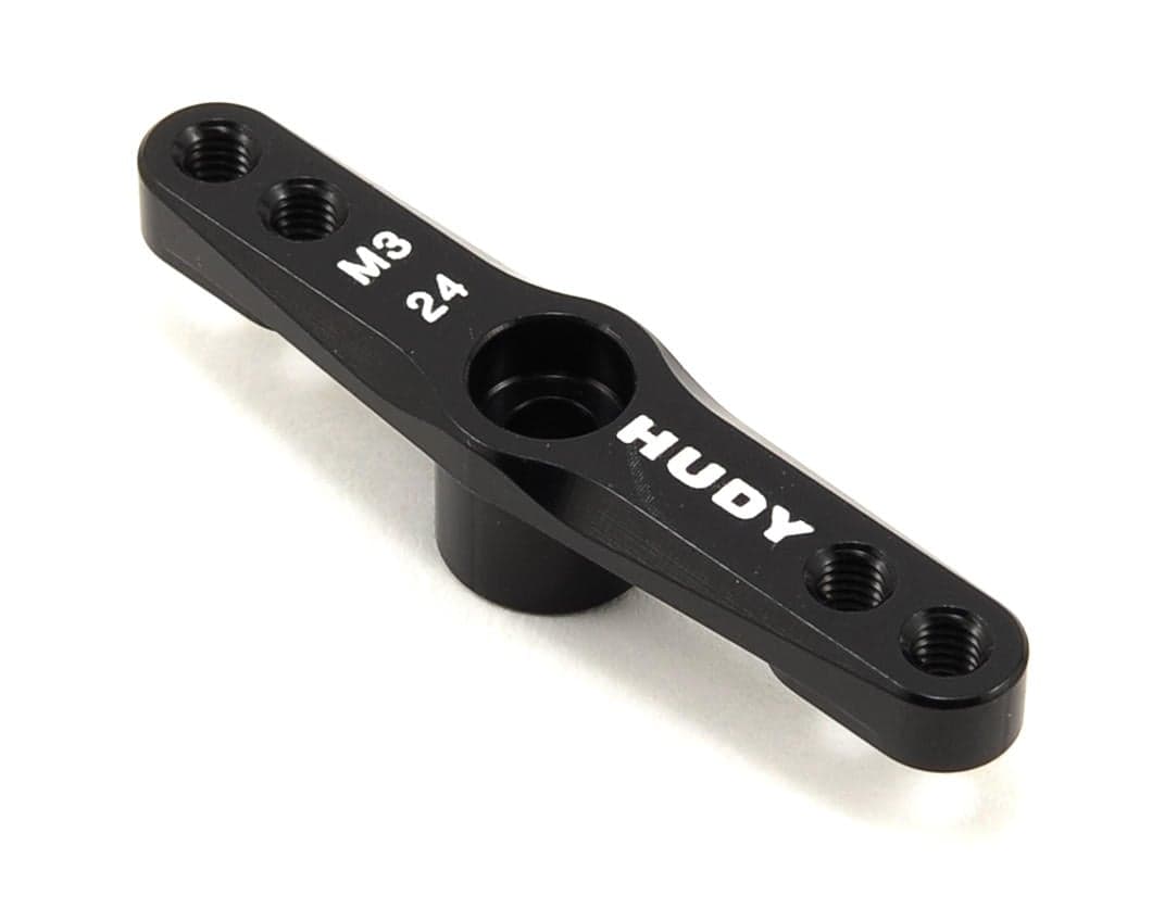 Hudy 1/8 Off-Road Aluminum Double Arm Servo Horn (Black) (24T-Hitec) (Threaded)