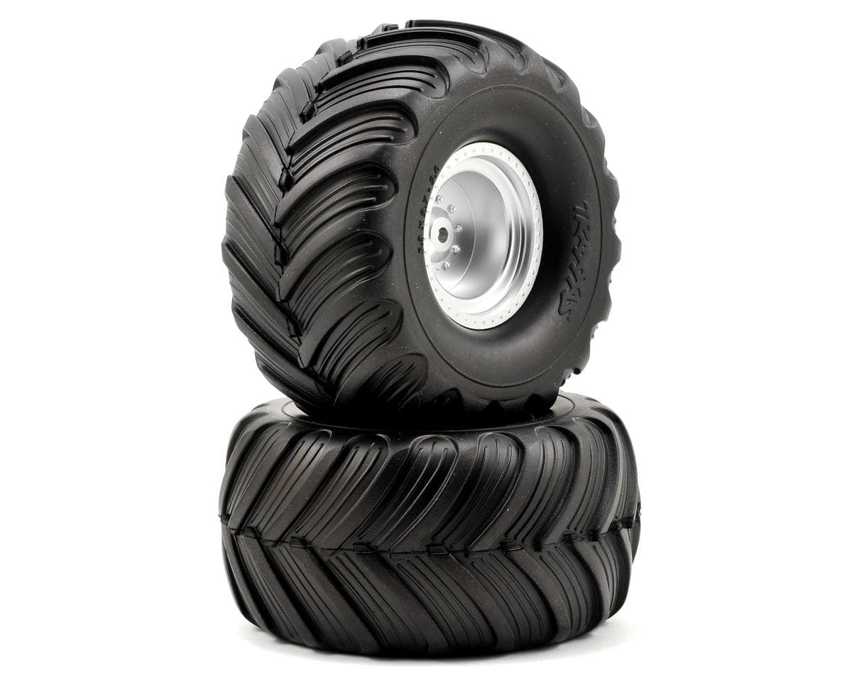Traxxas Monster Jam Replica Pre-Mounted Rear Tires (2) (Silver)