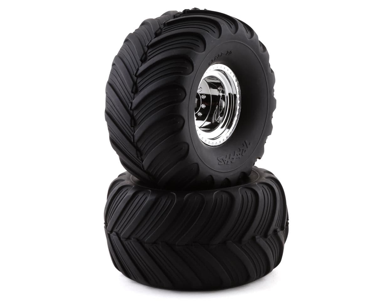 Traxxas Monster Jam Replica Pre-Mounted Front Tires (2) (Silver)
