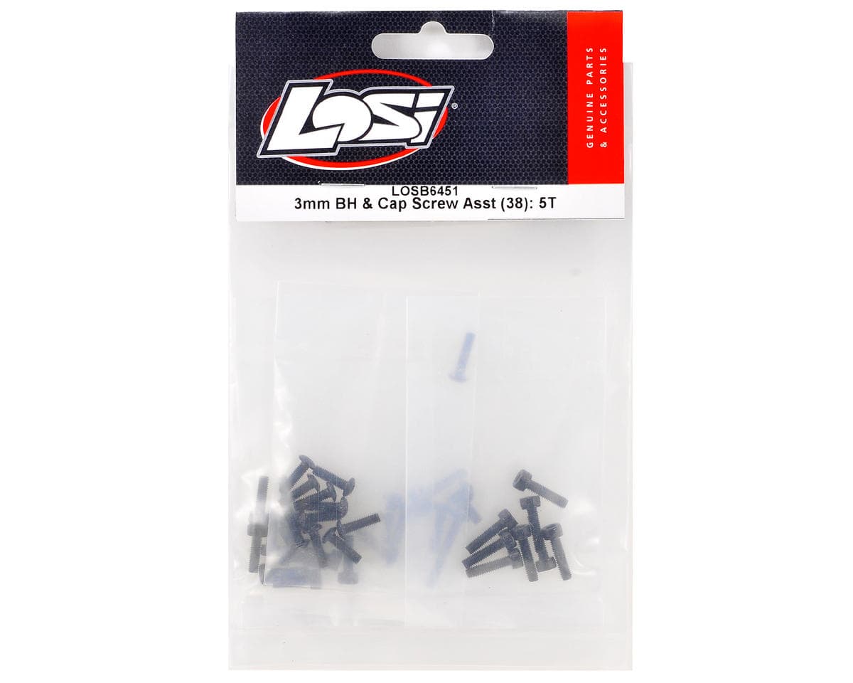 Losi 3mm Button & Cap Head Screw Assortment (38) (5IVE-T)