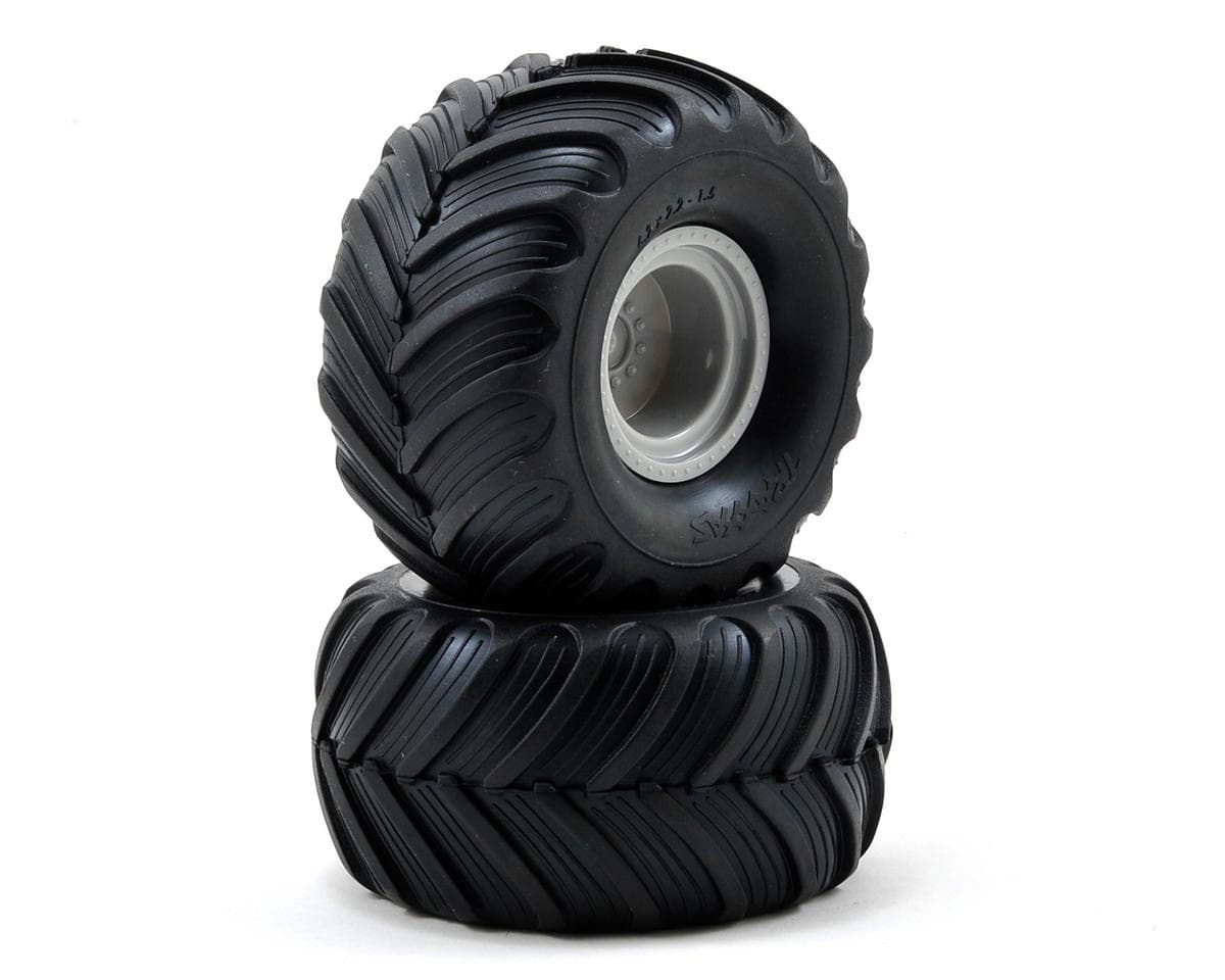 Traxxas 1/16 Monster Jam Replica Pre-Mounted Tire & Wheel Set (2) (Gray)