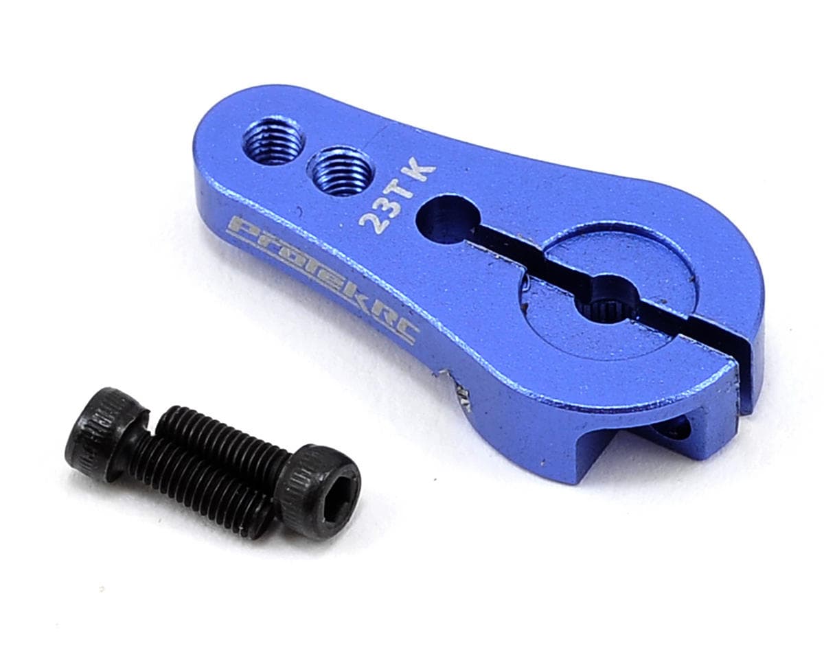 ProTek RC 4mm Aluminum Short Clamping Servo Horn (Blue) (23T-JR/Sanwa/KO)