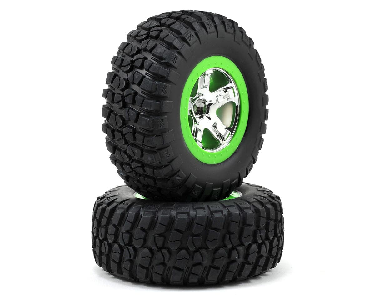 Traxxas Pre-Mounted BFGoodrich KM2 Tire (2) (Front) (Chrome/Green)