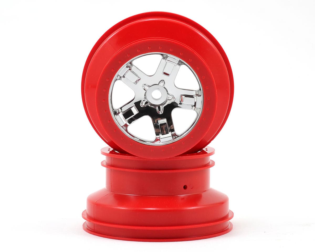 Traxxas 12mm Hex Dual Profile Short Course Wheels (Chrome/Red) (2) (Slash Rear)
