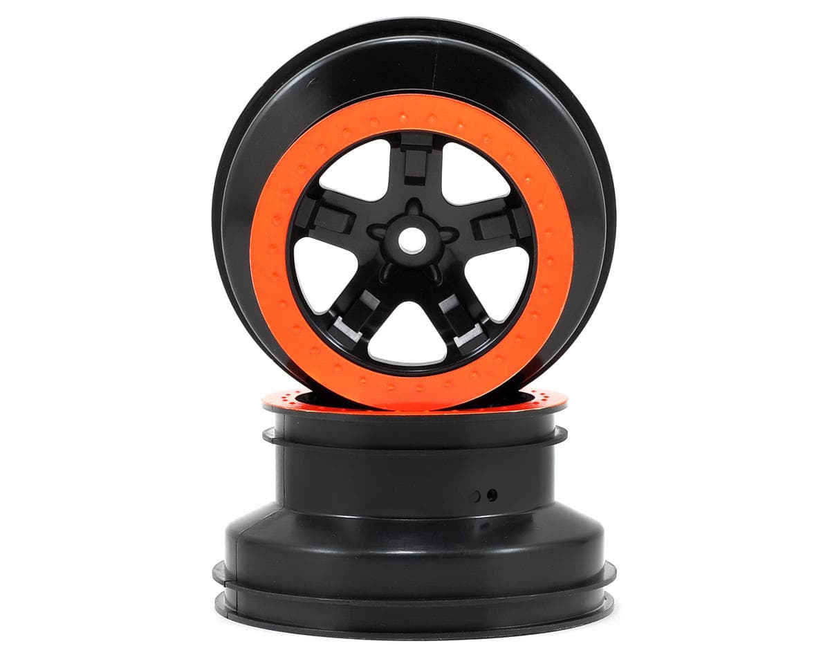 Traxxas Dual Profile Short Course Wheels (Black/Orange) (2) (Slash Rear) 12mm Hex