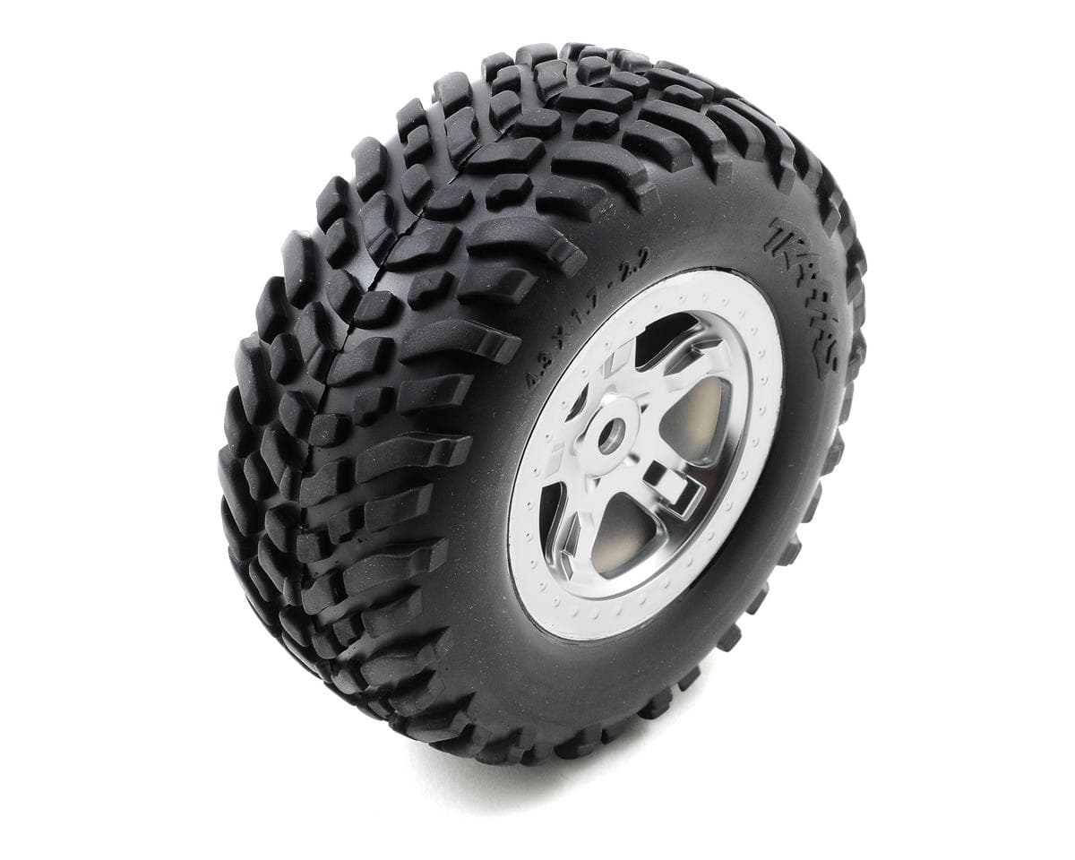 Traxxas SCT Pre-Mounted Tires & Wheels w/Satin Chrome Beadlock (Chrome) (2)