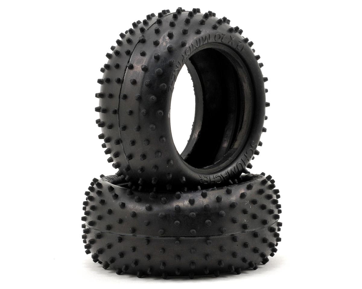 Schumacher "Mini Spike 2" 1/10 Buggy Rear Carpet Tires (2) (Silver)
