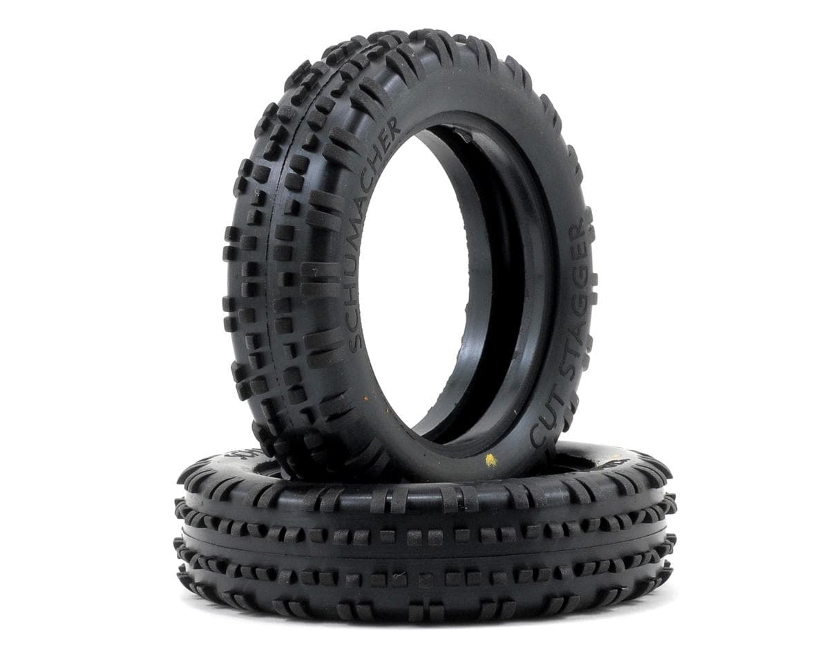 Schumacher "Cut Stagger" Slim 2.2" 1/10 2WD Buggy Front Carpet Tires (2) (Yellow)