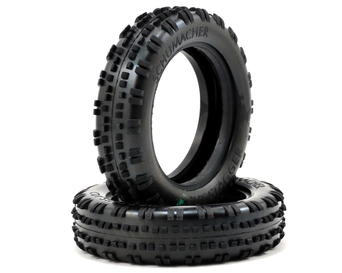 Schumacher "Cut Stagger" Slim 2.2" 1/10 2WD Buggy Front Carpet Tires (2) (Green)