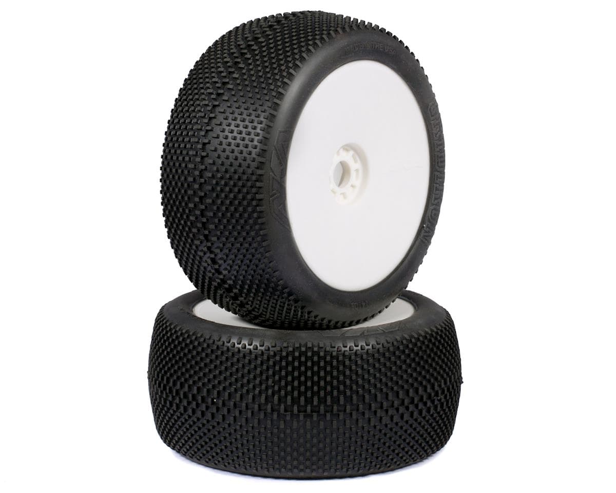 AKA EVO Gridiron 1/8 Truggy Pre-Mounted Tires (2) (White) (Soft - Long Wear)