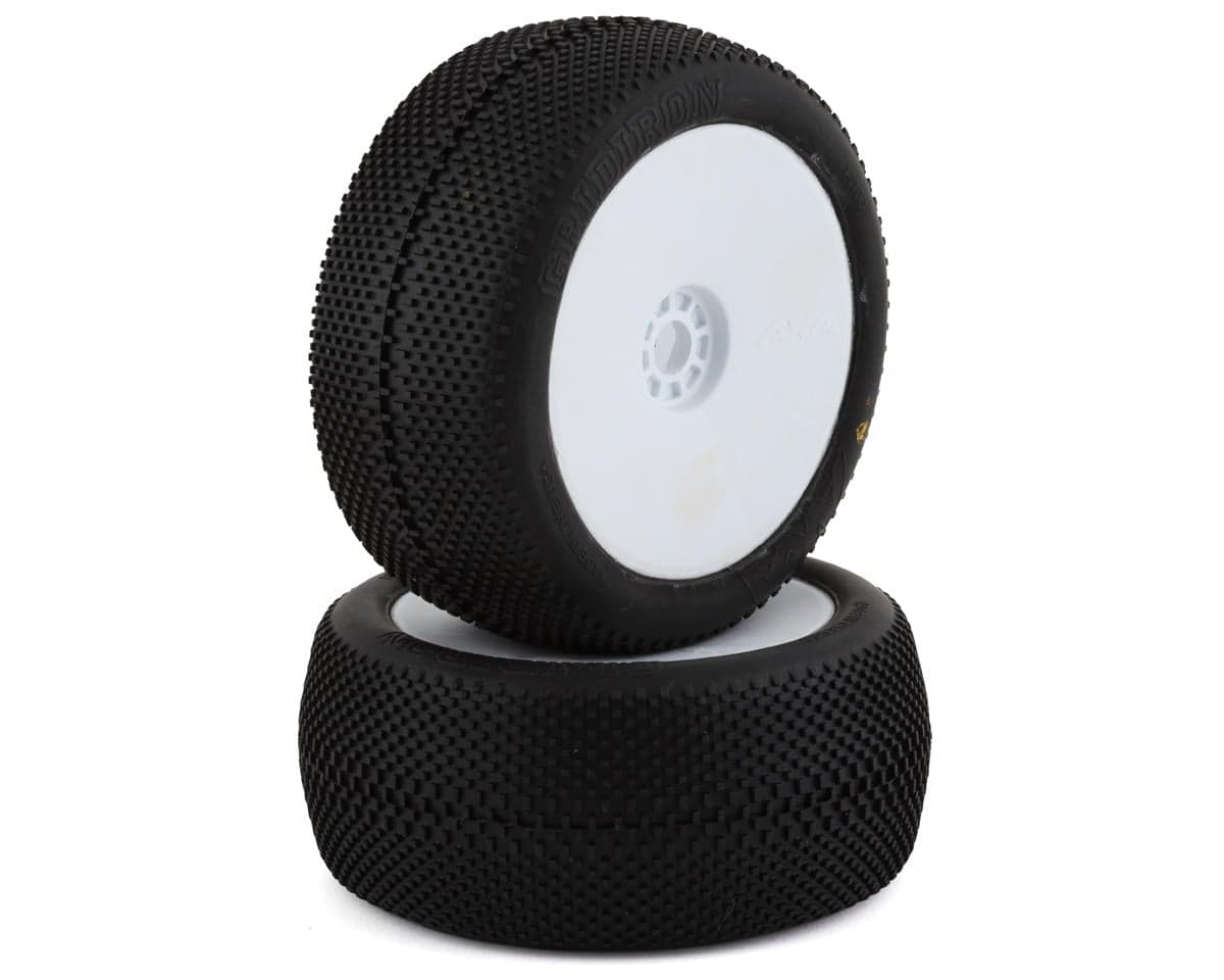 AKA EVO Gridiron 1/8 Truggy Pre-Mounted Tires (2) (White) (Super Soft - Long Wear)