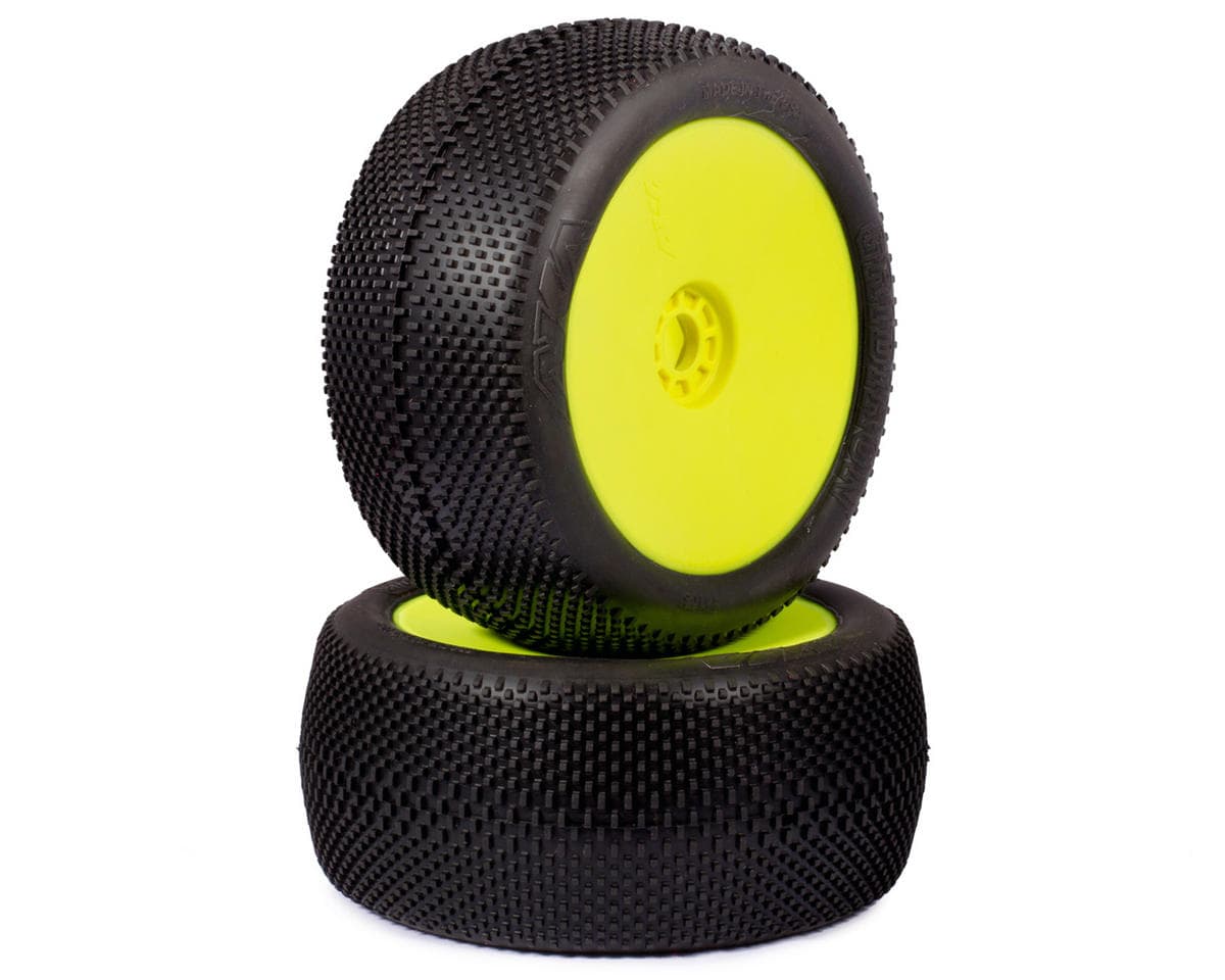 AKA EVO Gridiron 1/8 Truggy Pre-Mounted Tires (2) (Yellow) (Medium - Long Wear)