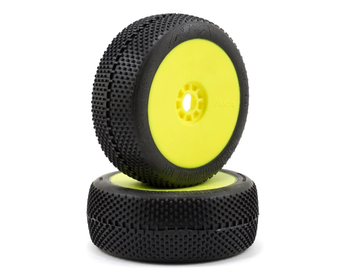 AKA Gridiron II 1/8 Buggy Premounted Tires (2) (Yellow) (Soft - Long Wear)